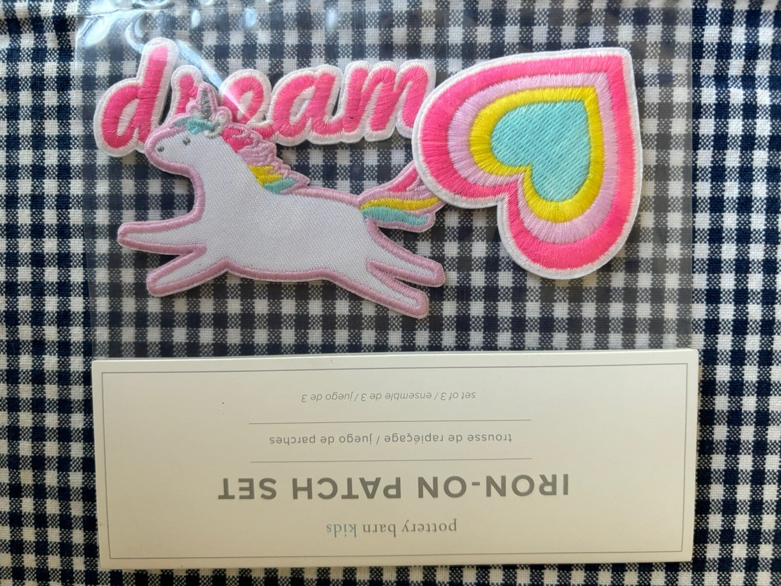 School Pottery Barn Princess Unicorn Rainbow IRON ON PATCH Gift Girl Set 3  ?? /