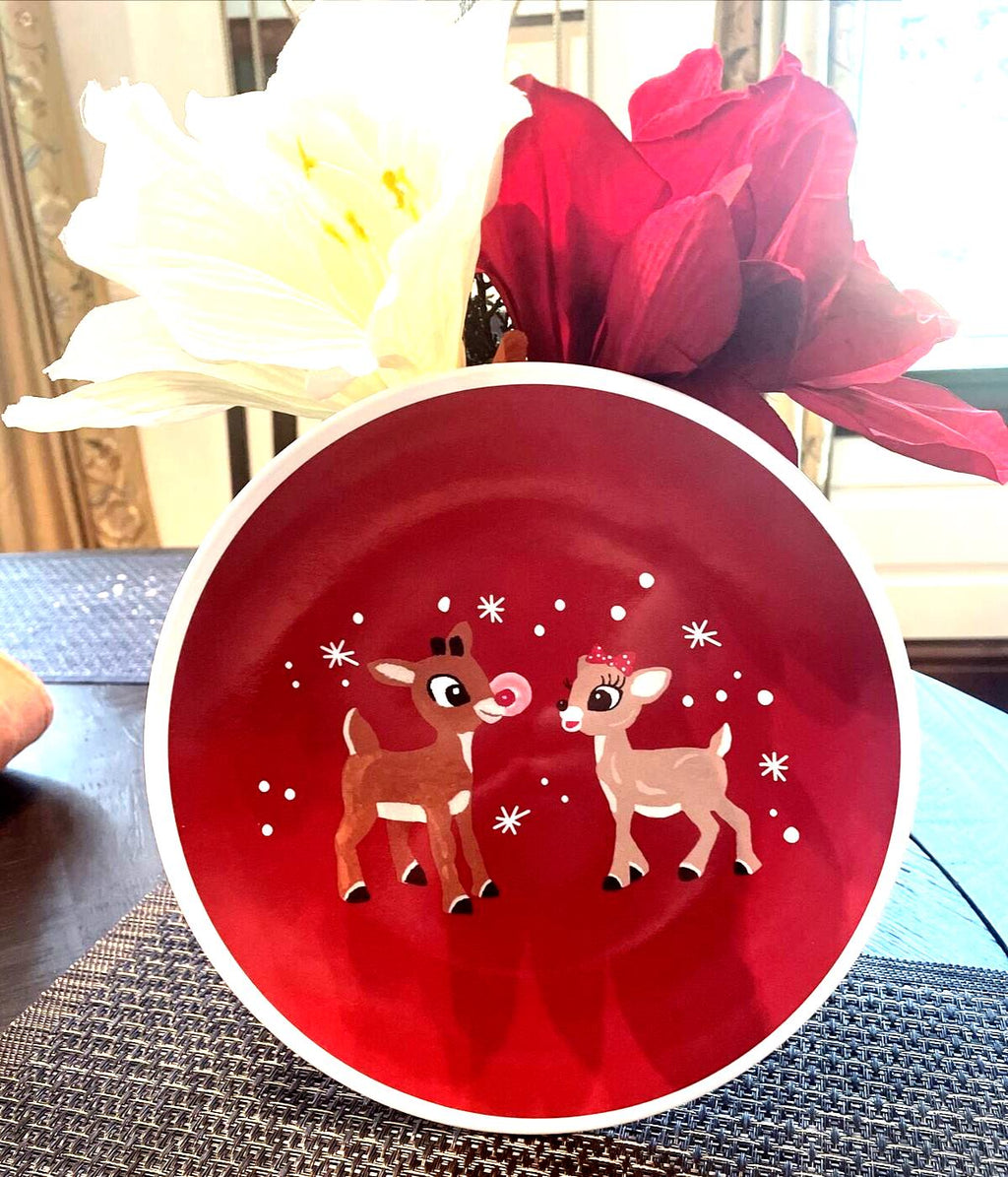 Pottery Barn Rudolph holiday Reindeer Christmas Plate disney gift party kid