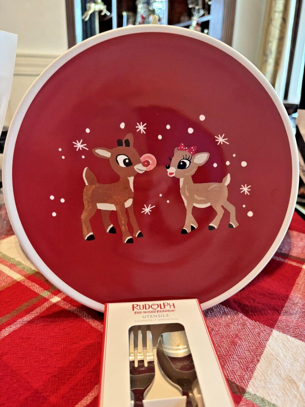 Pottery Barn Rudolph holiday Reindeer Christmas Plate disney gift party kid