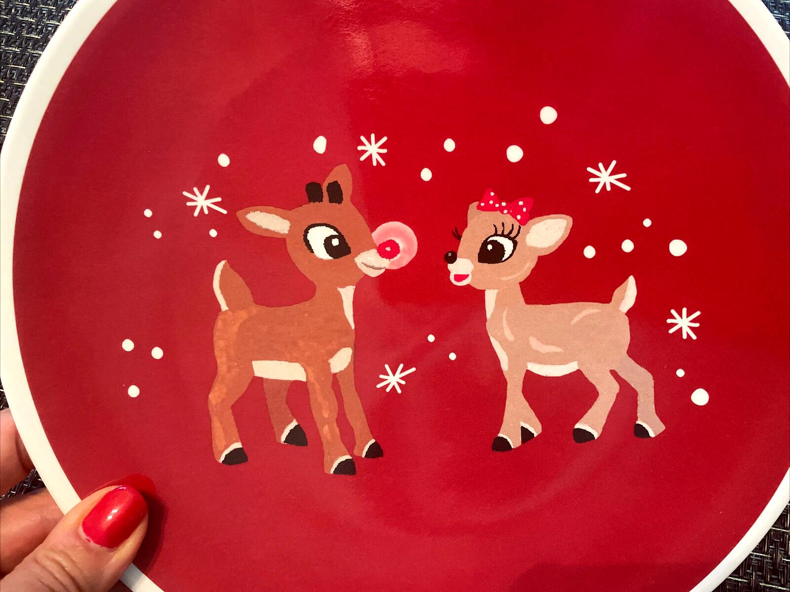 Pottery Barn Rudolph holiday Reindeer Christmas Plate disney gift party kid