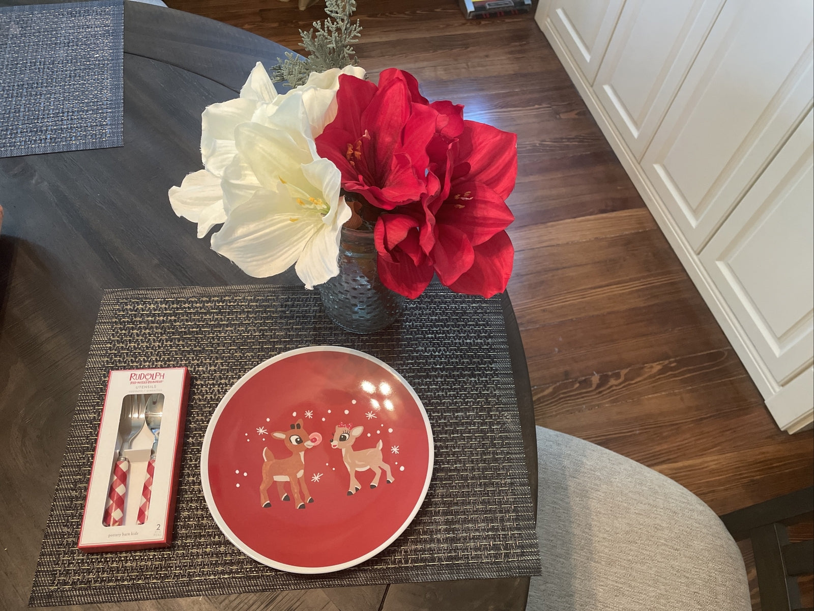 Pottery Barn Rudolph holiday Reindeer Christmas Plate disney gift party kid
