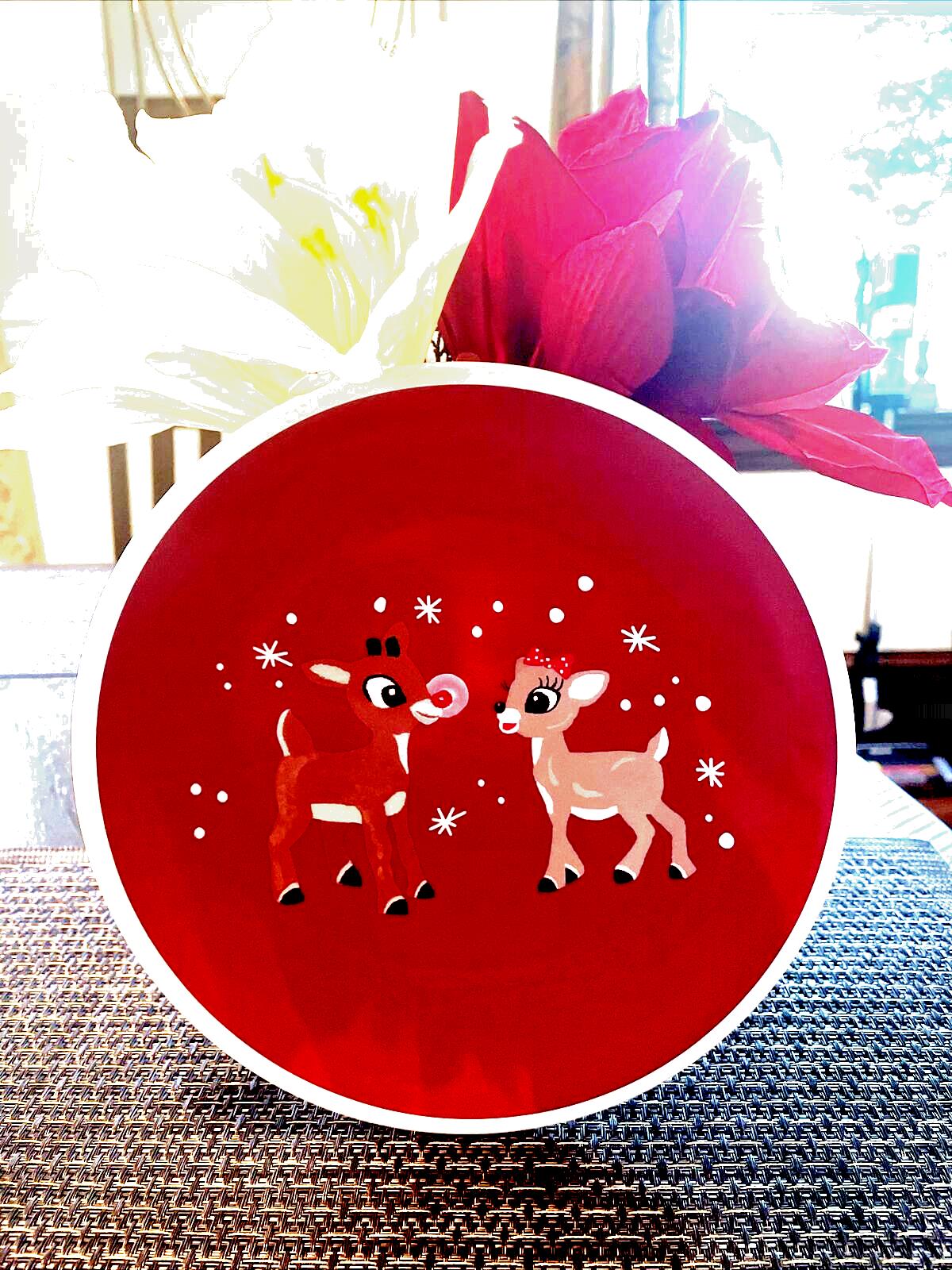 Pottery Barn Rudolph holiday Reindeer Christmas Plate disney gift party kid