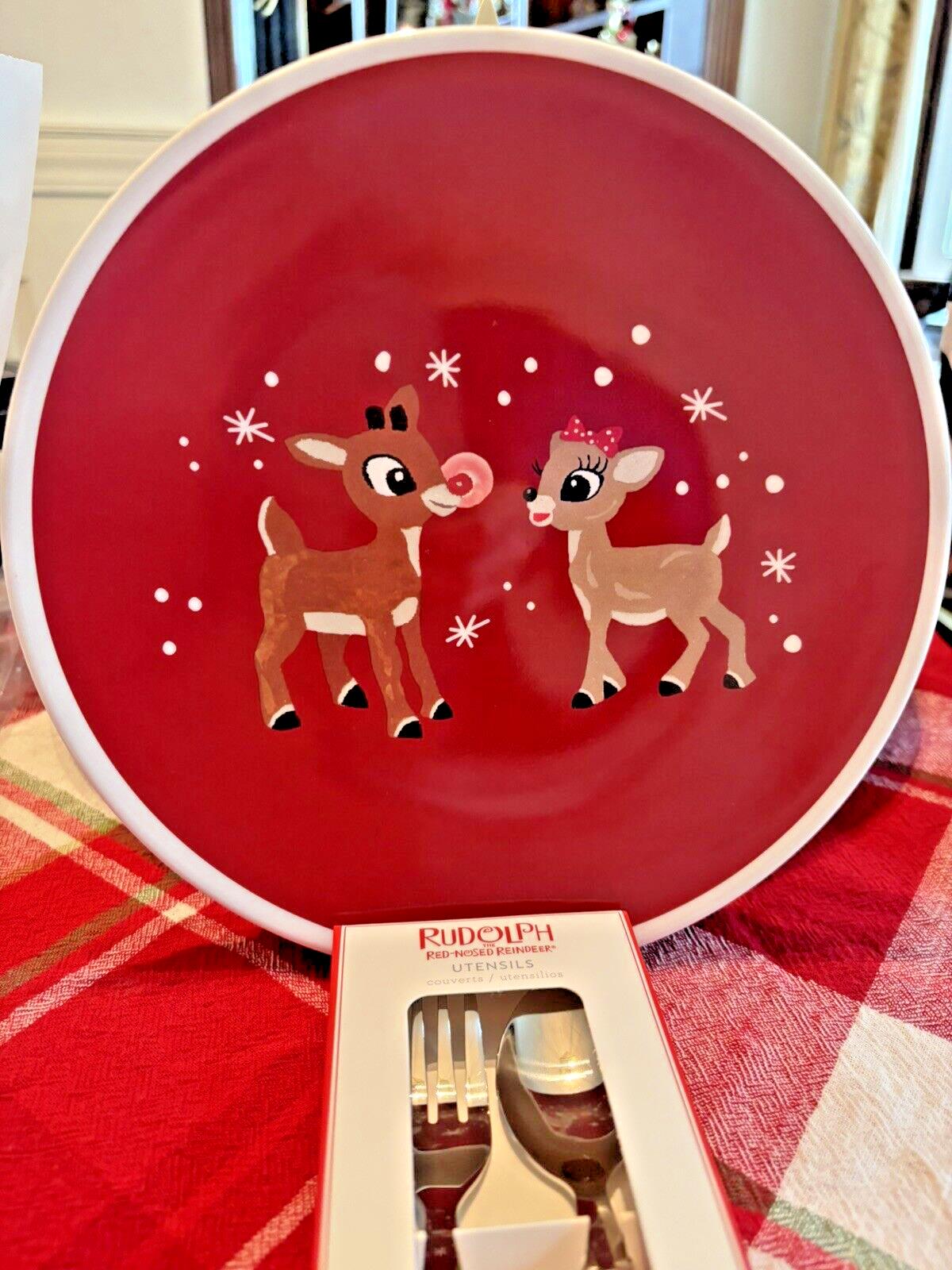 Pottery Barn Rudolph holiday Reindeer Christmas Plate disney gift party kid