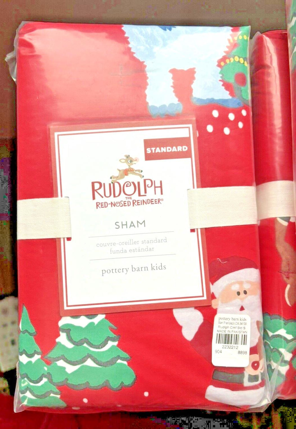 Disney Pottery Barn Holiday Christmas Rudolph Santa Bumble Party Pillow SHAM ,