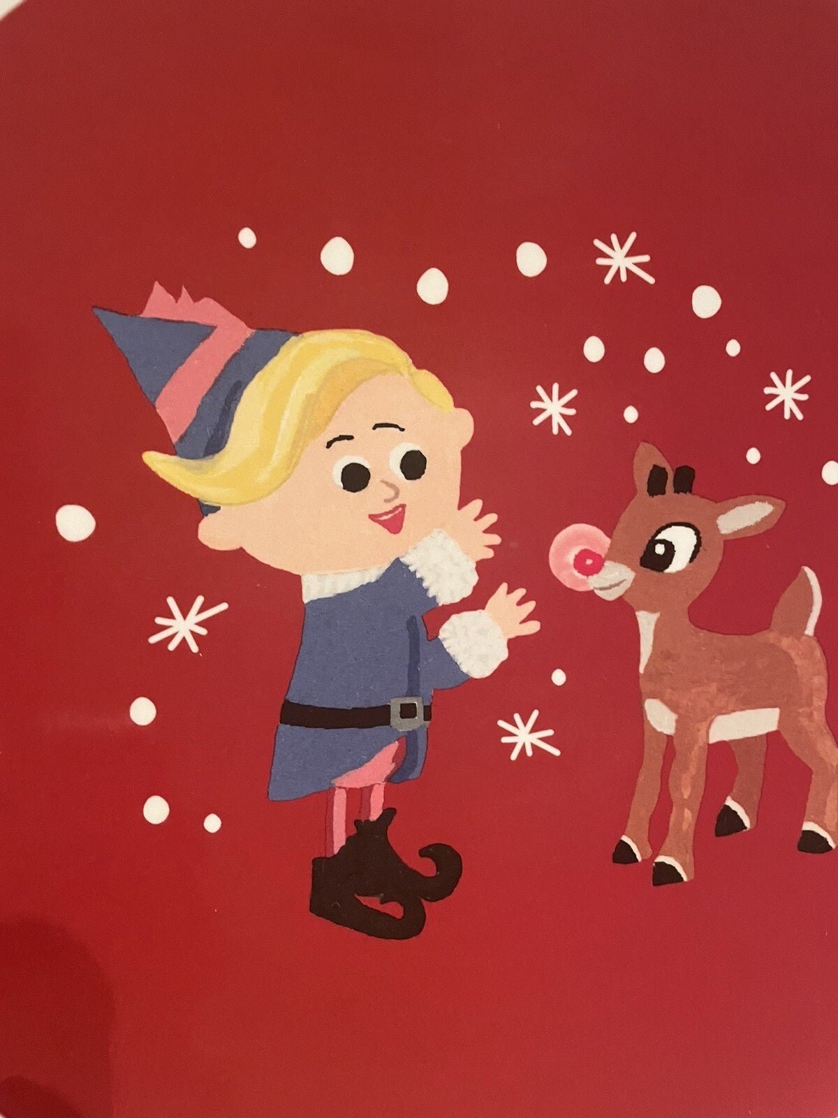 Pottery Barn holiday Christmas Rudolph Bumble Hermey Disney DINNER PLATE SET 4 -