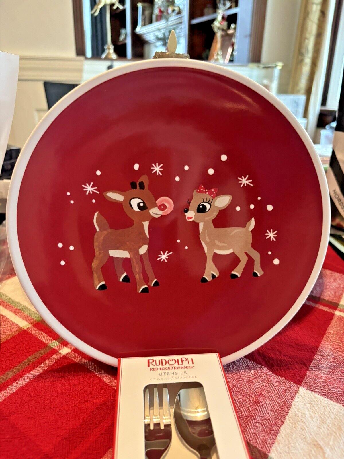 Pottery Barn Rudolph holiday Reindeer Christmas Plate disney gift party kid