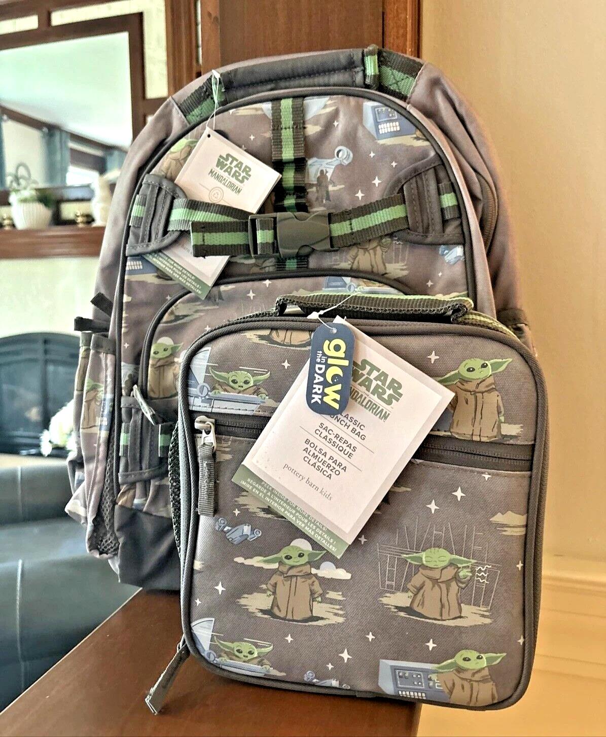 Pottery Barn School Disney Snoopy Dinosaur Grogu BACKPACK LUNCH travel Bag boy .