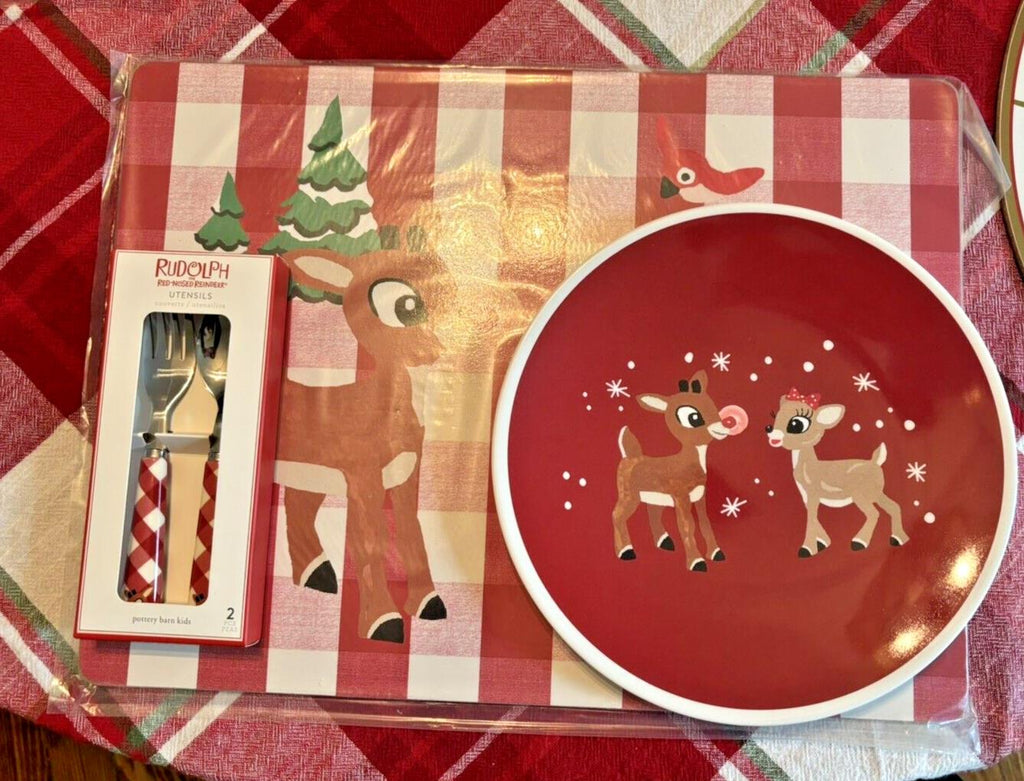 Pottery Barn Rudolph holiday Reindeer Christmas Plate disney gift party kid