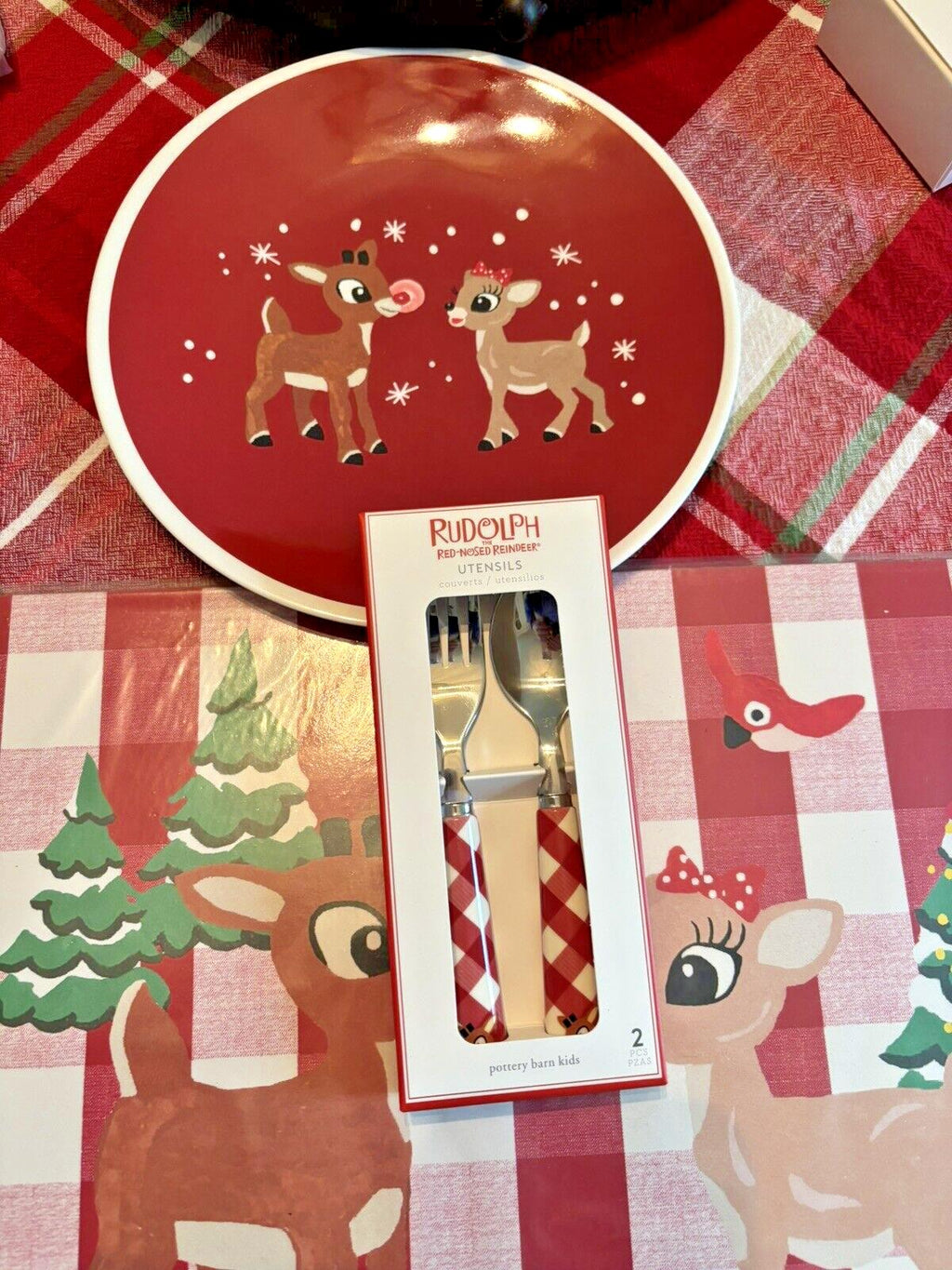 Pottery Barn Rudolph holiday Reindeer Christmas Plate disney gift party kid