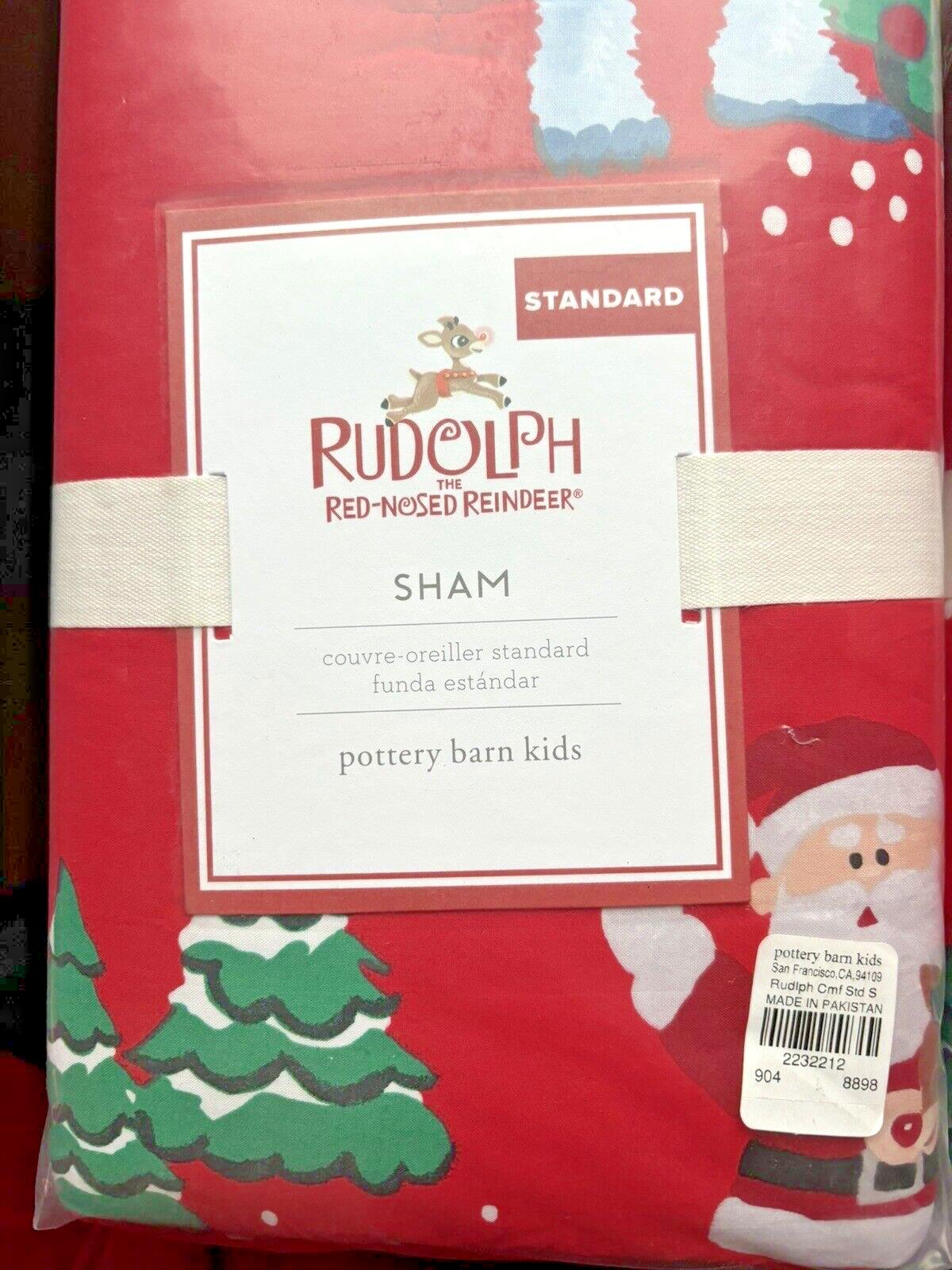 Disney Pottery Barn Holiday Christmas Rudolph Santa Bumble Party Pillow SHAM ,