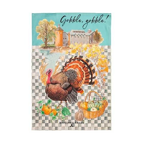 Mackenzie Childs Thanksgiving holiday Christmas hand towel plaid check party n