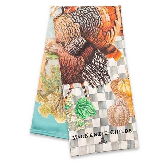 Mackenzie Childs Thanksgiving holiday Christmas hand towel plaid check party n