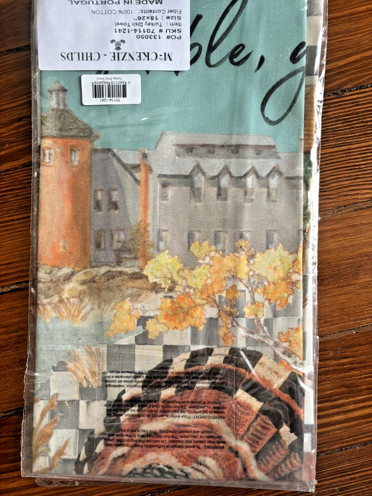 Mackenzie Childs Thanksgiving holiday Christmas hand towel plaid check party n