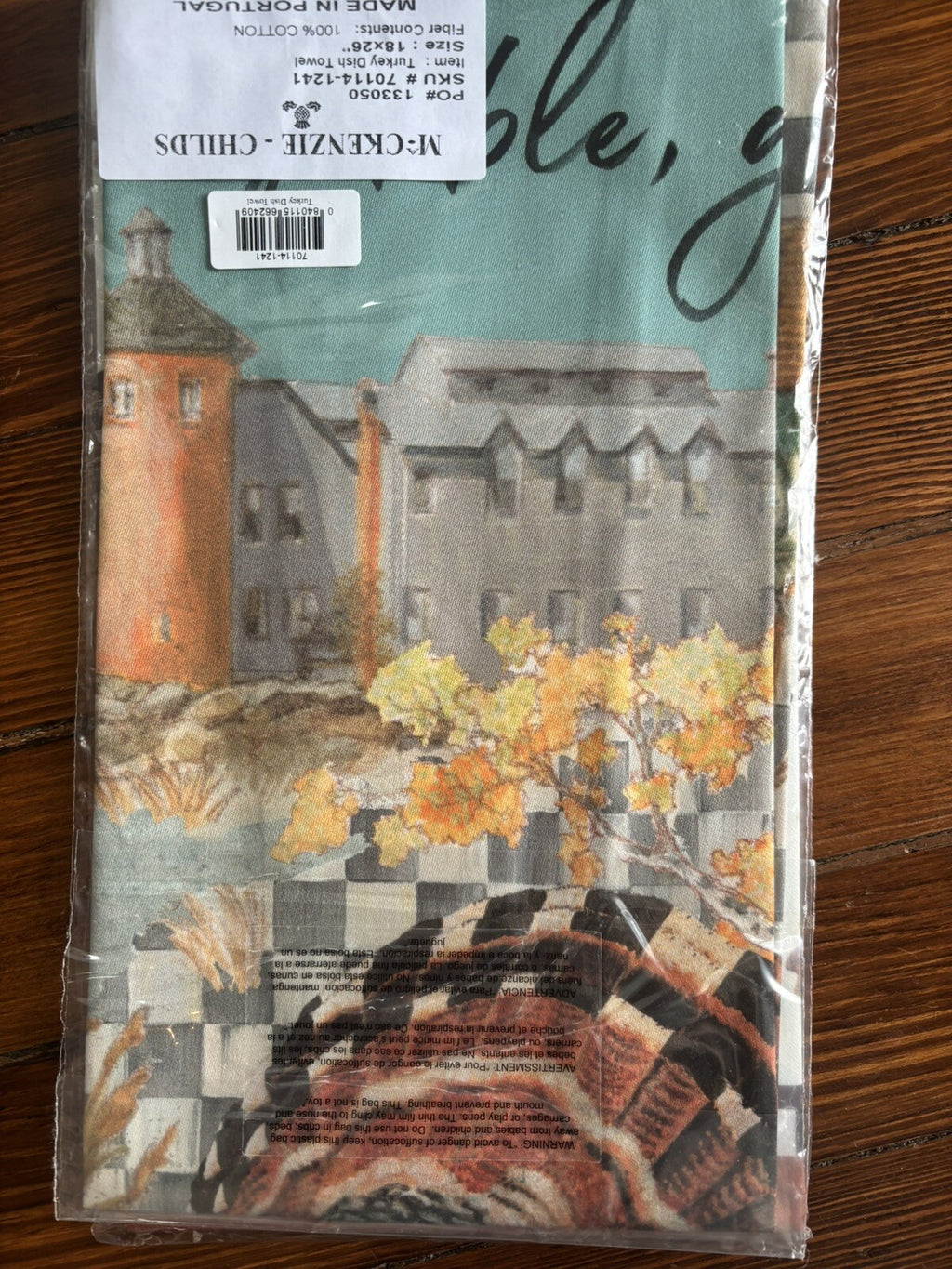 Mackenzie Childs Thanksgiving holiday Christmas hand towel plaid check party n