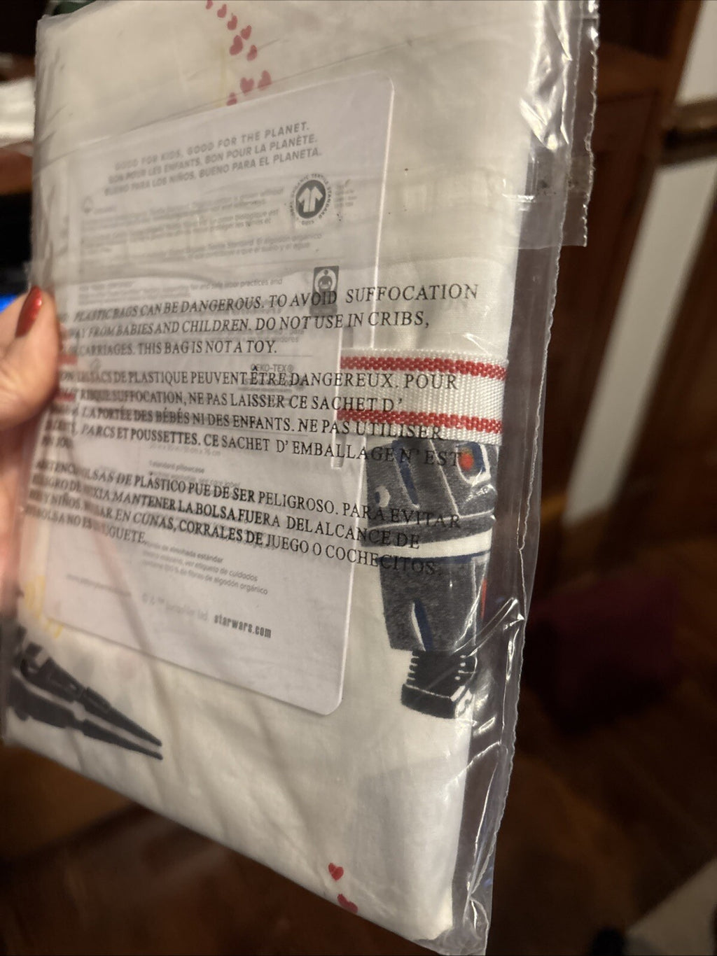 Pottery Barn Disney Star Wars Holiday Christmas PILLOWCASE space mandalorian `