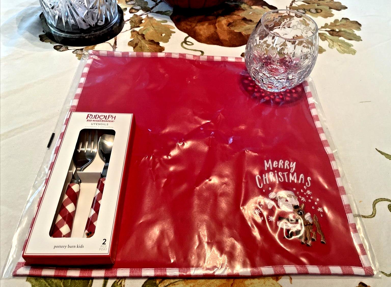 Pottery Barn Christmas holiday Rudolph Reindeer Napkin party Kid Disney SET 2