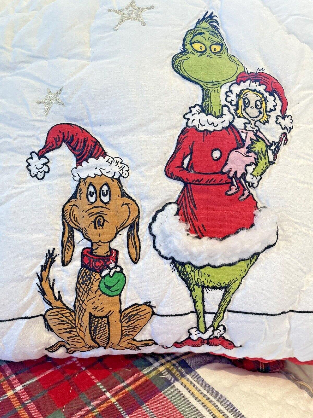 Pottery Barn Grinch Christmas pillow Sham Dr Seuss Disney Holiday party kid n