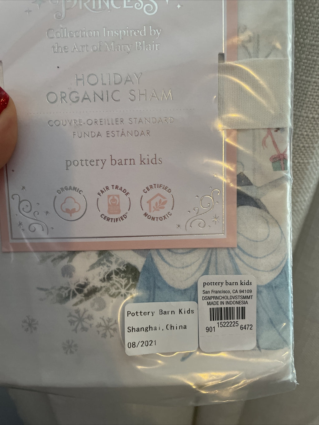 Pottery Barn Disney PRINCESS Belle Pillow Sham Cinderella school CASTLE holiday