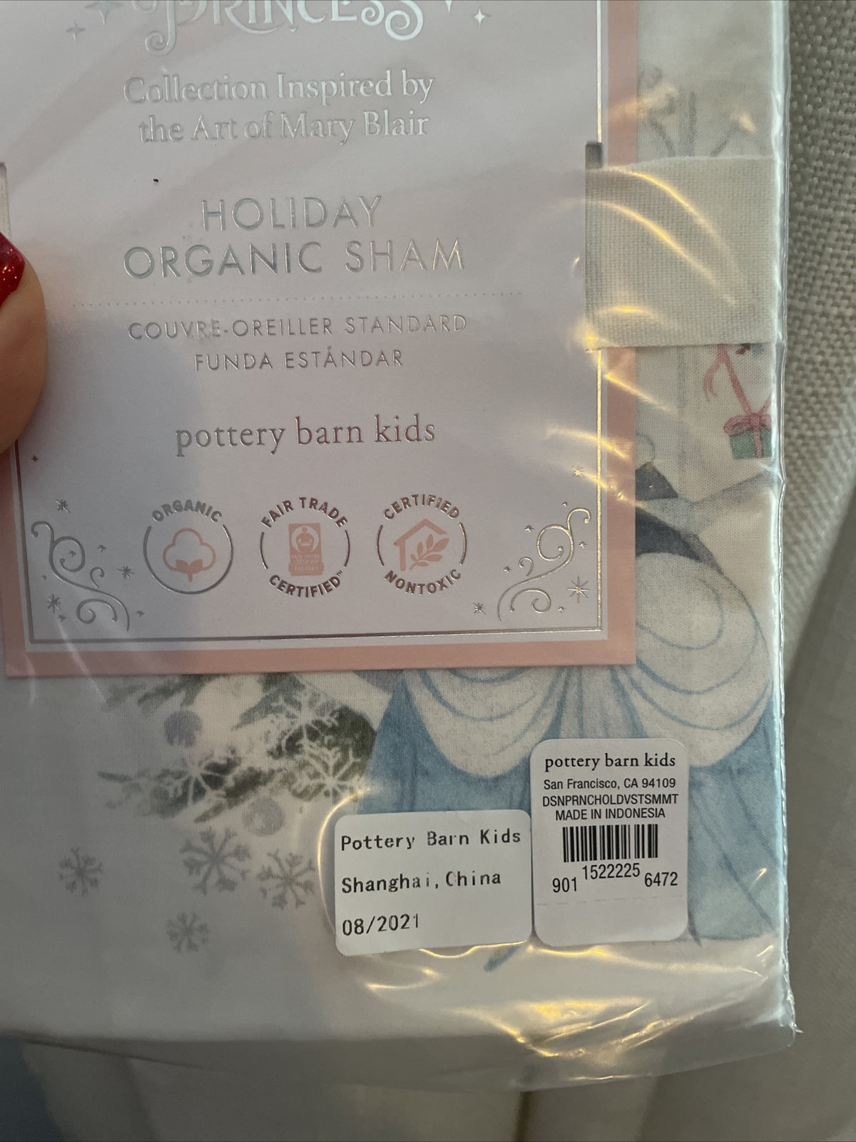 Pottery Barn Disney PRINCESS Belle Pillow Sham Cinderella school CASTLE holiday