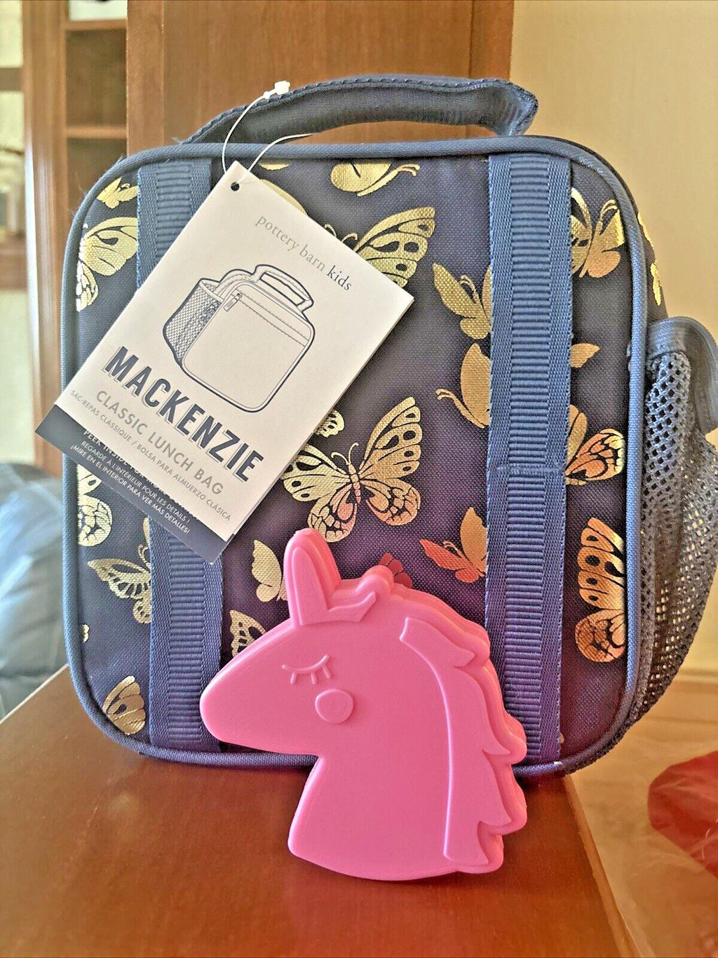 Pottery Barn school glitter LUNCH +Unicorn Disney travel bag gold girl gift ?? [