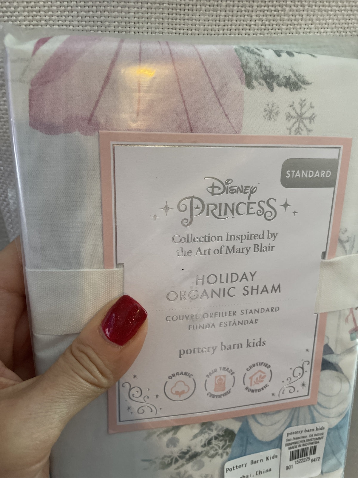 Pottery Barn Disney PRINCESS Belle Pillow Sham Cinderella school CASTLE holiday