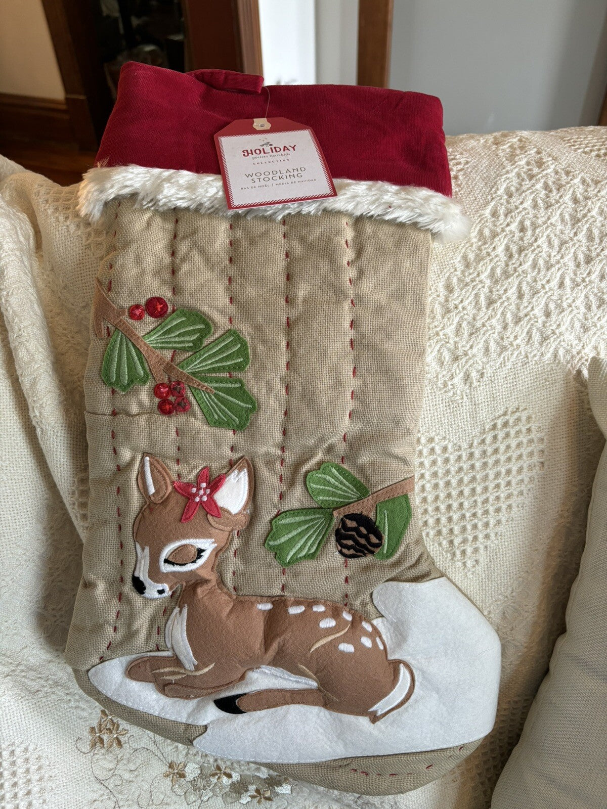 Pottery Barn Holiday Christmas stocking woodland deer gift party girl Disney  a