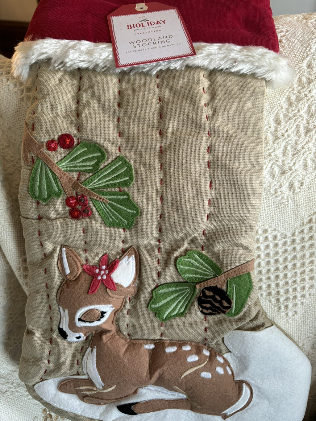 Pottery Barn Holiday Christmas stocking woodland deer gift party girl Disney  a