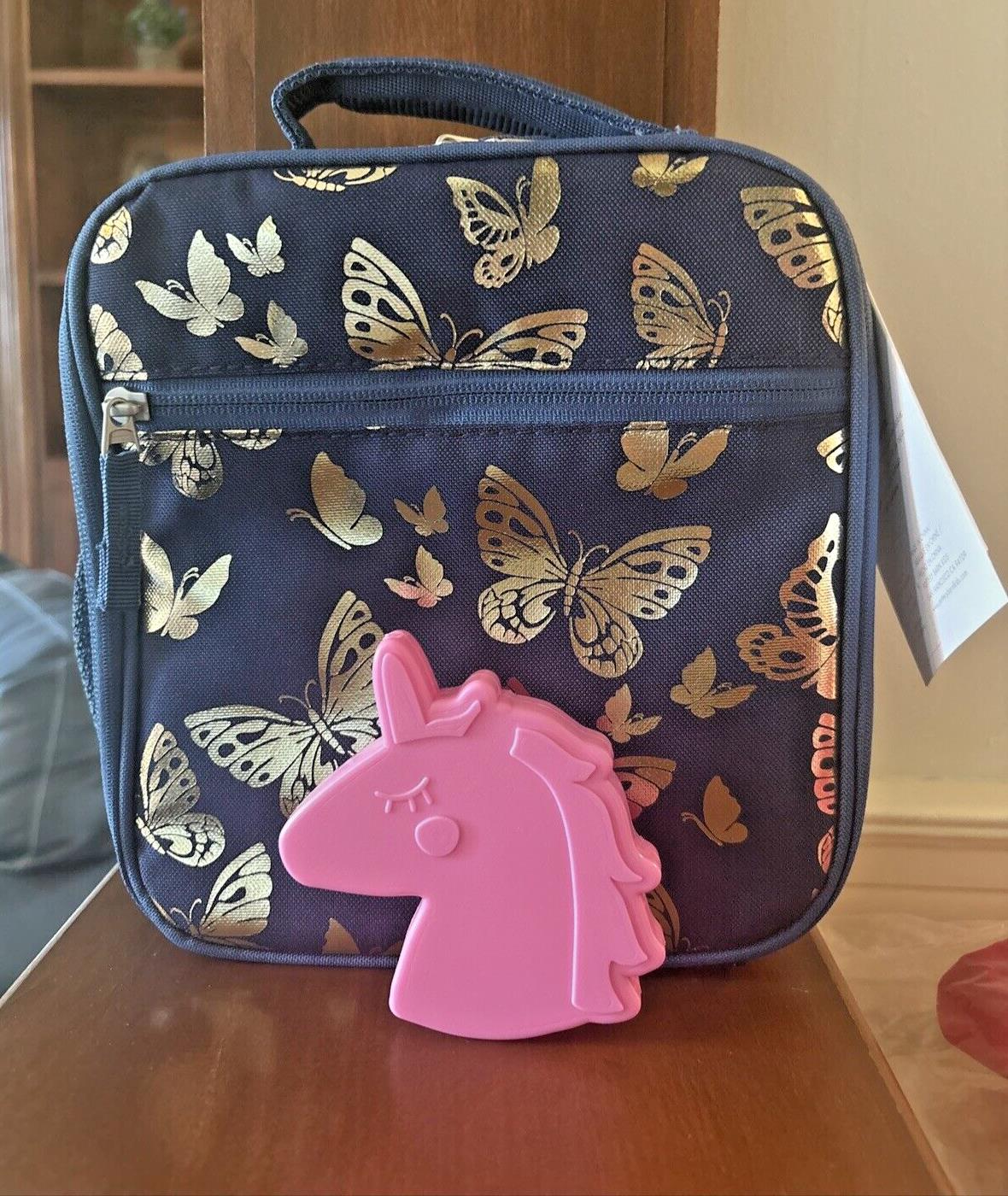 Pottery Barn school glitter LUNCH +Unicorn Disney travel bag gold girl gift ?? [