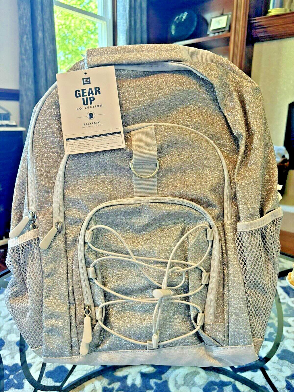 School Pottery Barn glitter Backpack LARGE Ombre +Disney Pink Lunch Box bag ?? .