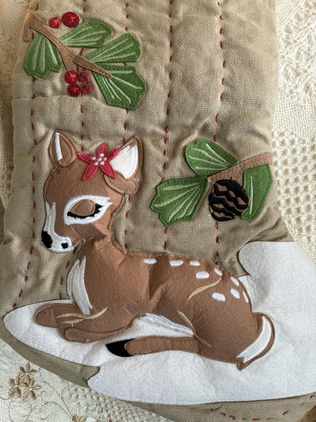 Pottery Barn Holiday Christmas stocking woodland deer gift party girl Disney  a