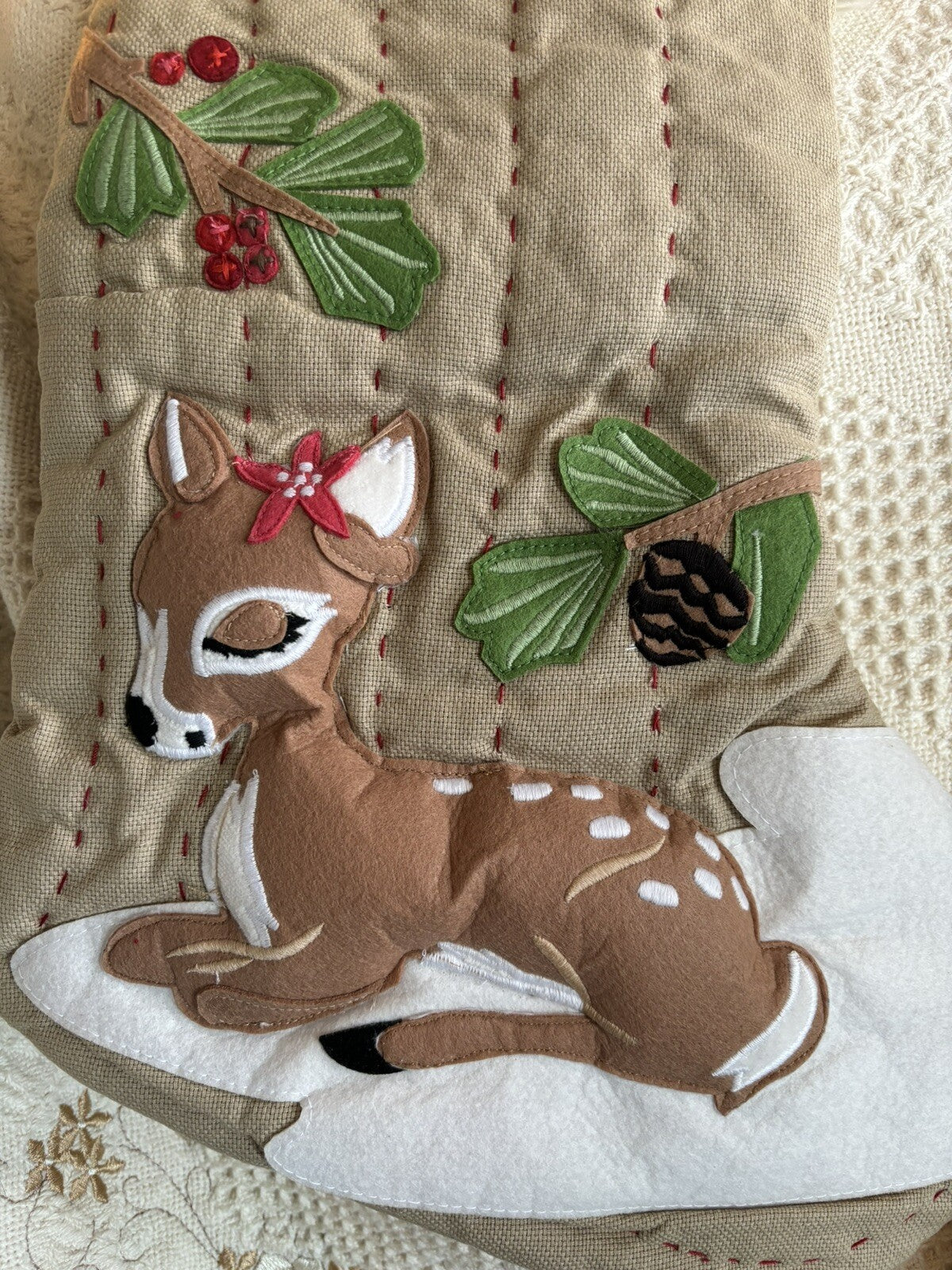 Pottery Barn Holiday Christmas stocking woodland deer gift party girl Disney  a