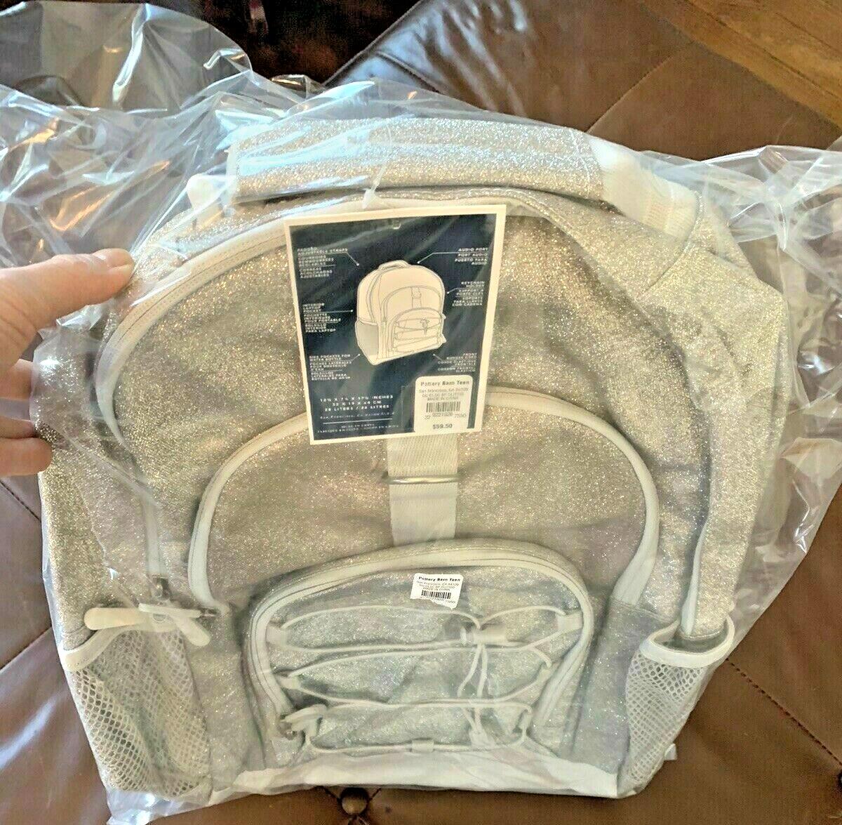 School Pottery Barn glitter Backpack LARGE Ombre +Disney Pink Lunch Box bag ?? .