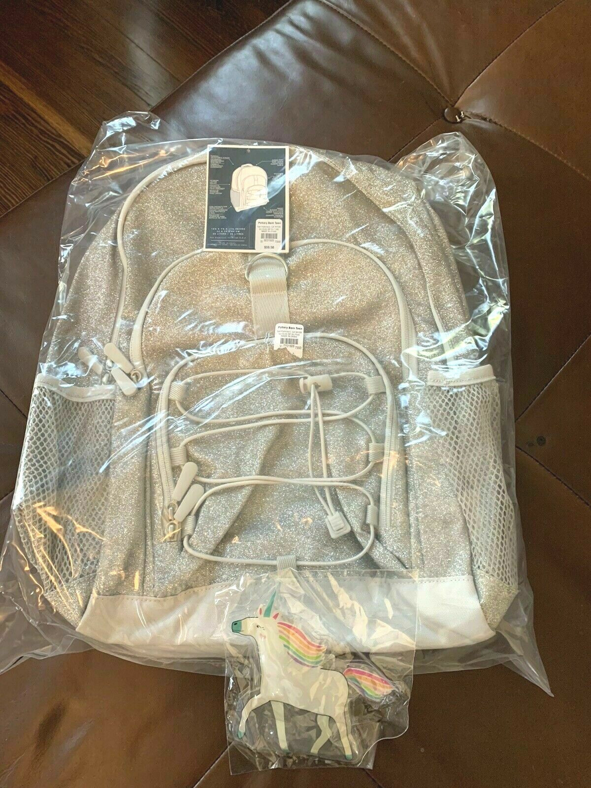 School Pottery Barn glitter Backpack LARGE Ombre +Disney Pink Lunch Box bag ?? .