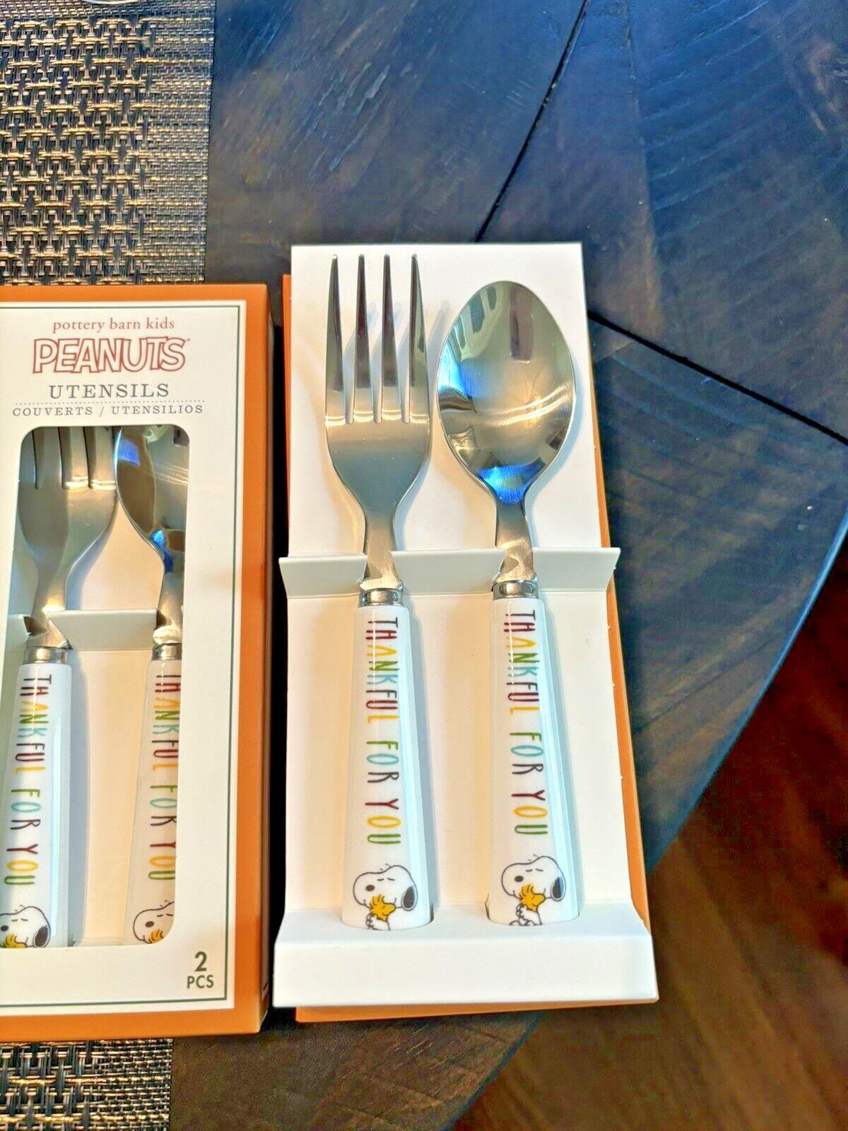 Snoopy Disney School Pottery Barn Holiday UTENSIL peanuts Thanksgiving SET 4 \