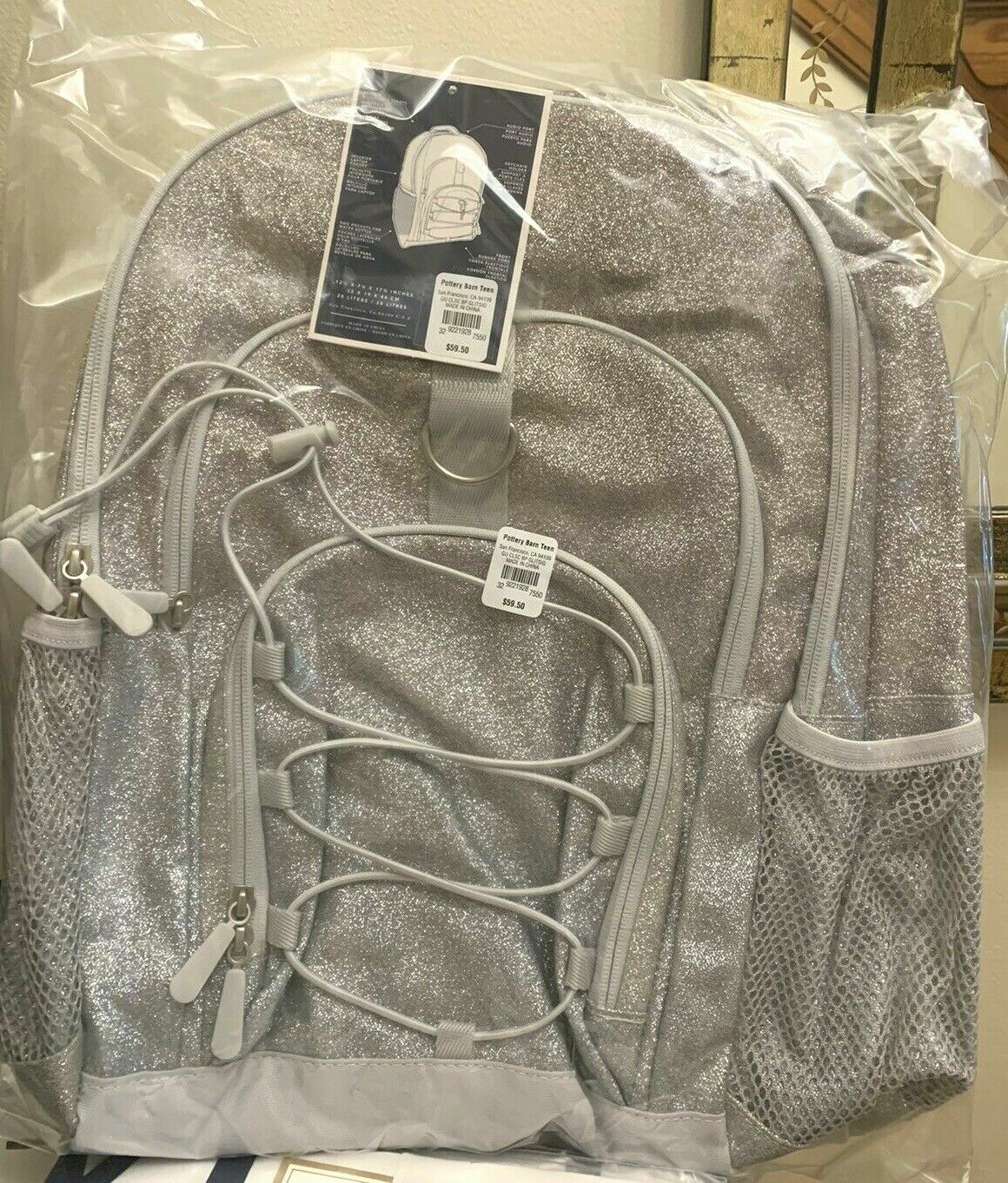 School Pottery Barn glitter Backpack LARGE Ombre +Disney Pink Lunch Box bag ?? .