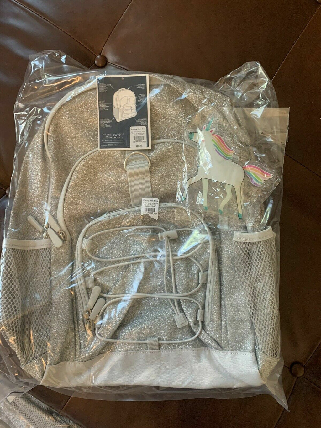 School Pottery Barn glitter Backpack LARGE Ombre +Disney Pink Lunch Box bag ?? .