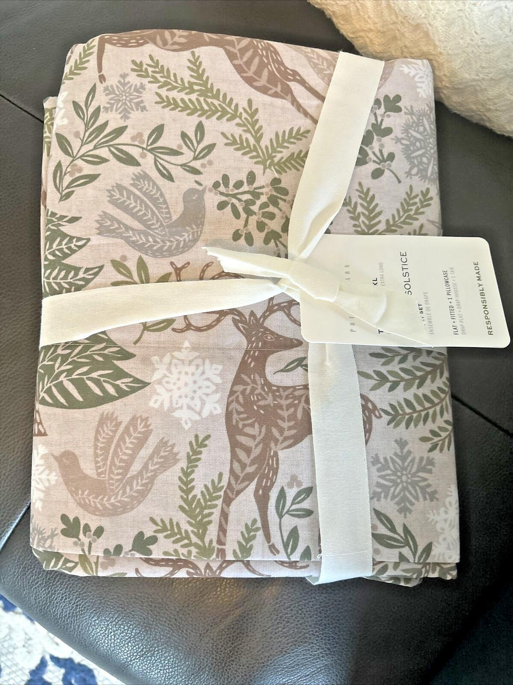 pottery barn Holiday winter Christmas Deer country vintage gift SHEET SET Twin a