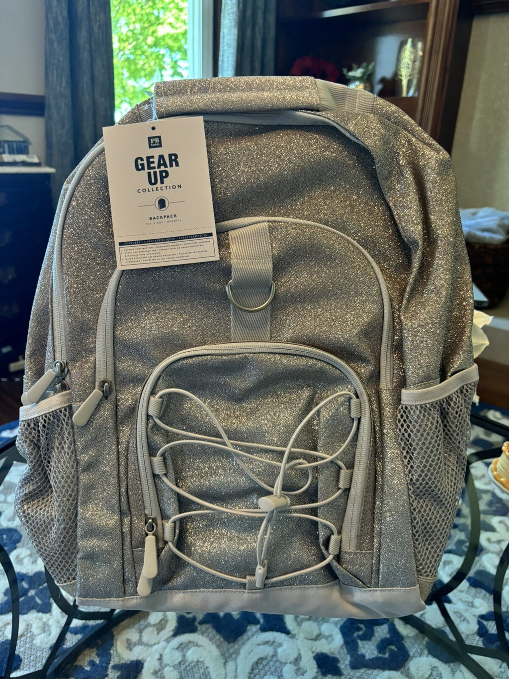 School Pottery Barn glitter Backpack LARGE Ombre +Disney Pink Lunch Box bag ?? .