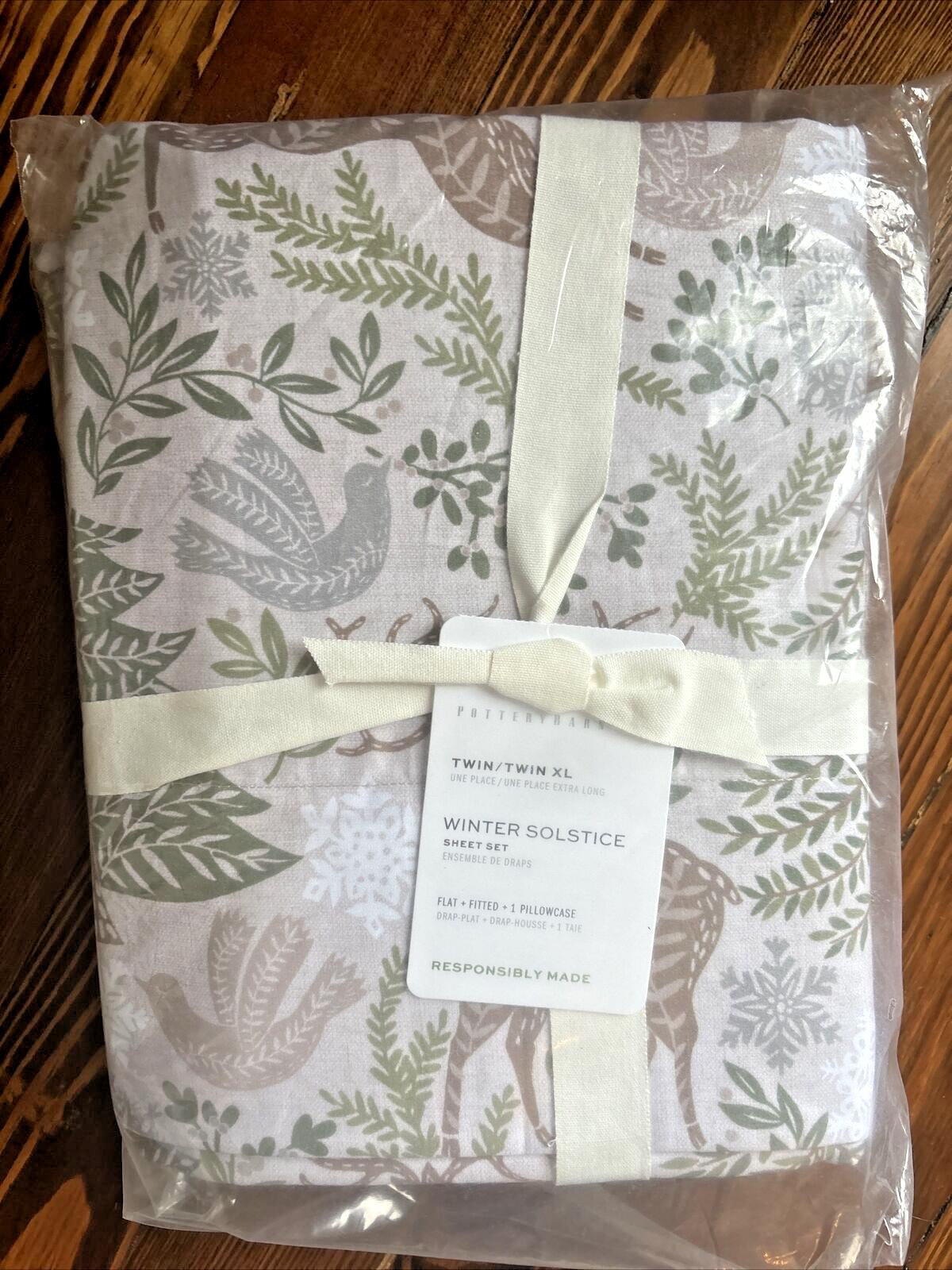 pottery barn Holiday winter Christmas Deer country vintage gift SHEET SET Twin a