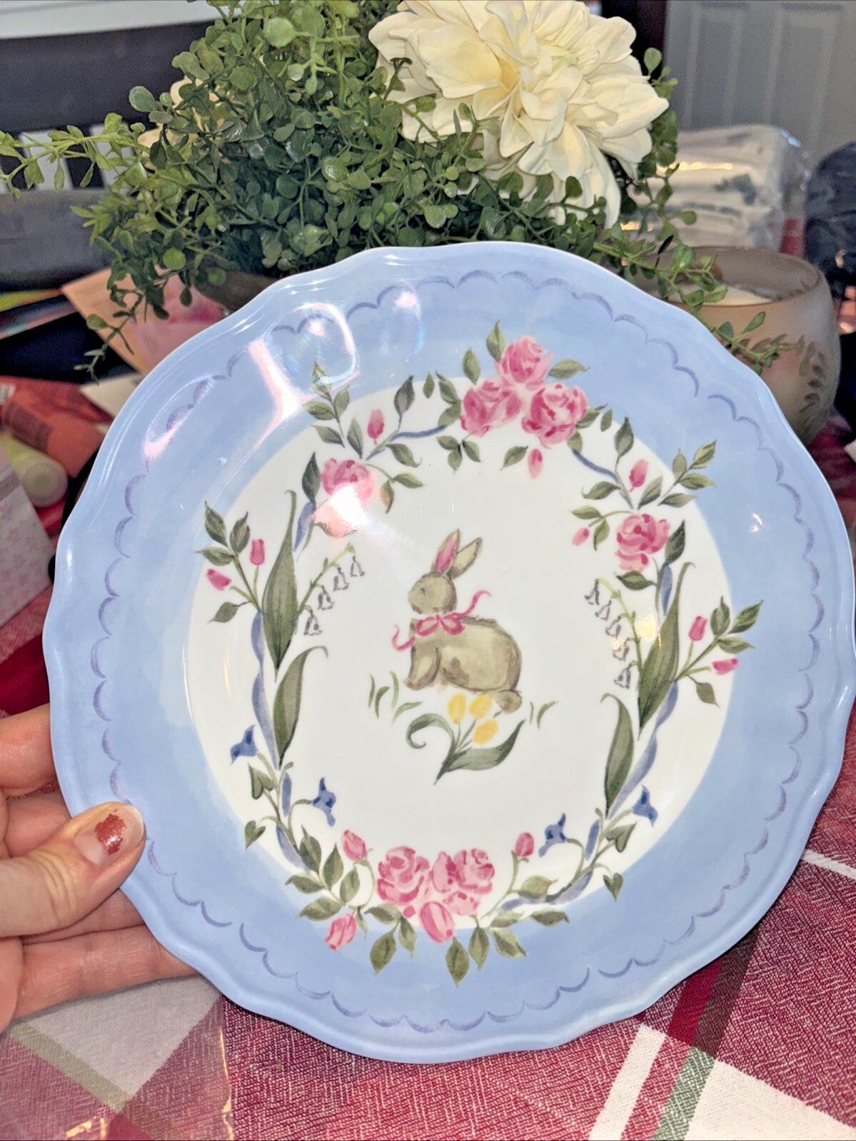 Pottery Barn Holiday Floral Plate Peter rabbit Easter Bunny Loveshack kid Party