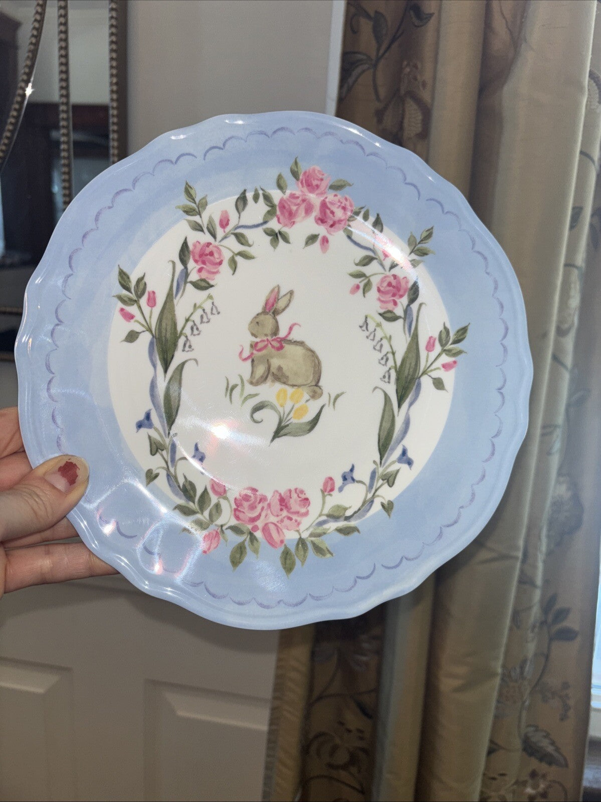 Pottery Barn Holiday Floral Plate Peter rabbit Easter Bunny Loveshack kid Party
