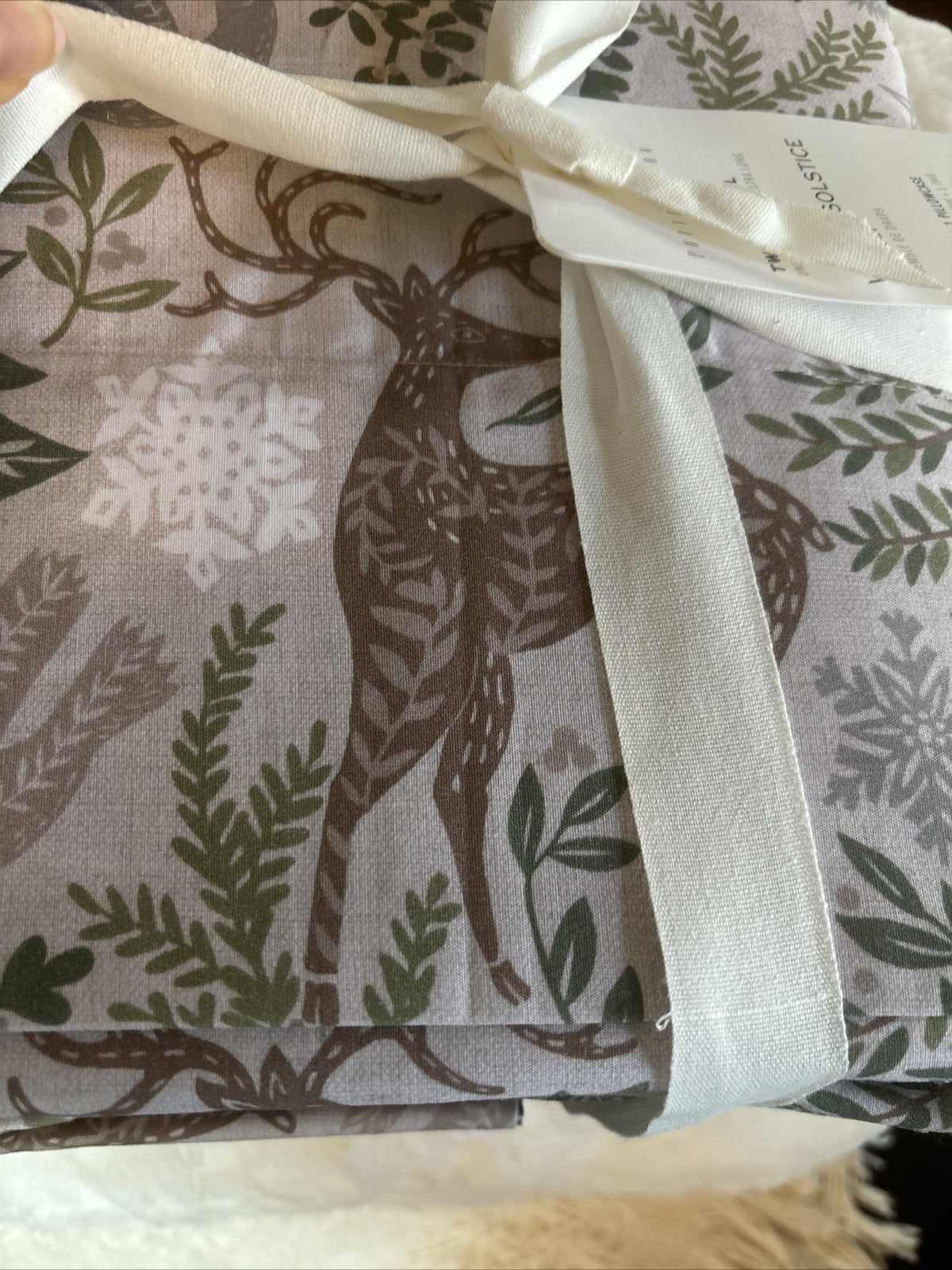 pottery barn Holiday winter Christmas Deer country vintage gift SHEET SET Twin a