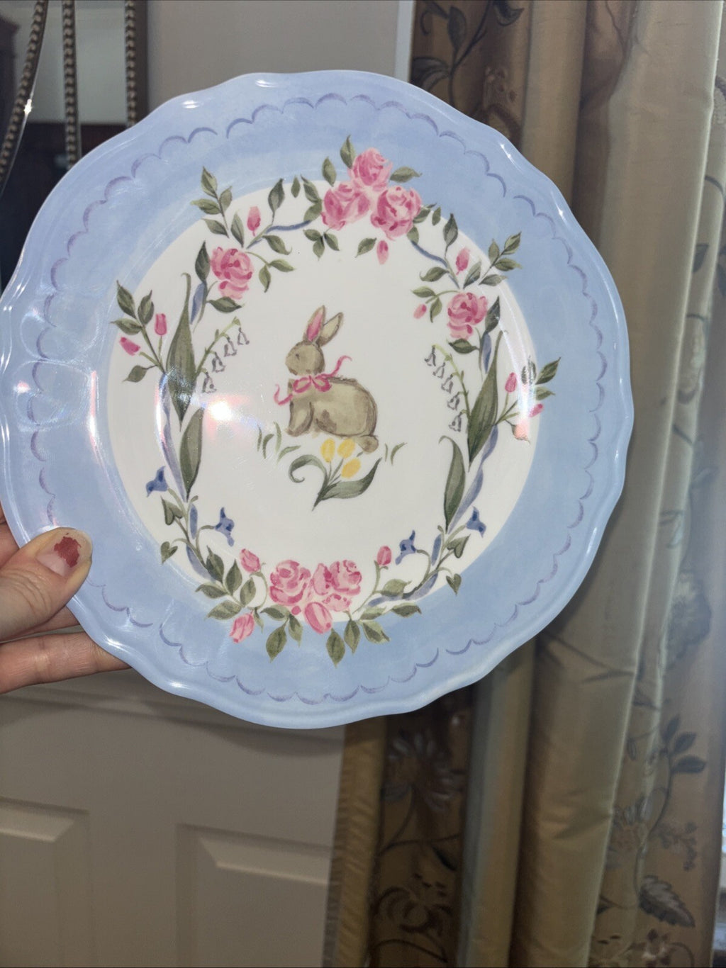 Pottery Barn Holiday Floral Plate Peter rabbit Easter Bunny Loveshack kid Party