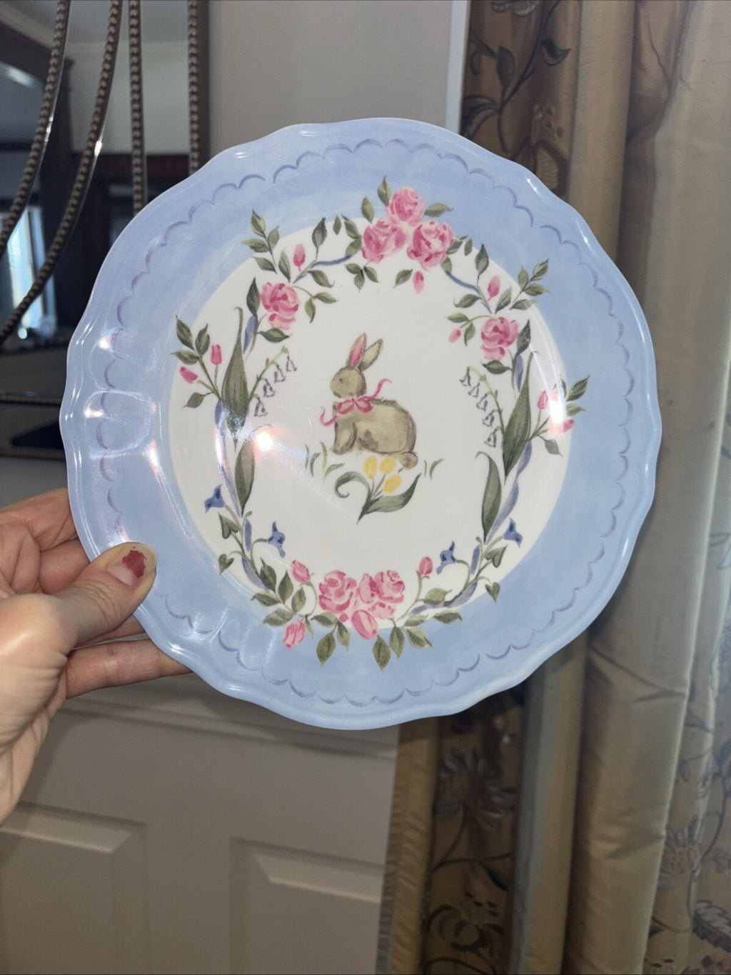 Pottery Barn Holiday Floral Plate Peter rabbit Easter Bunny Loveshack kid Party
