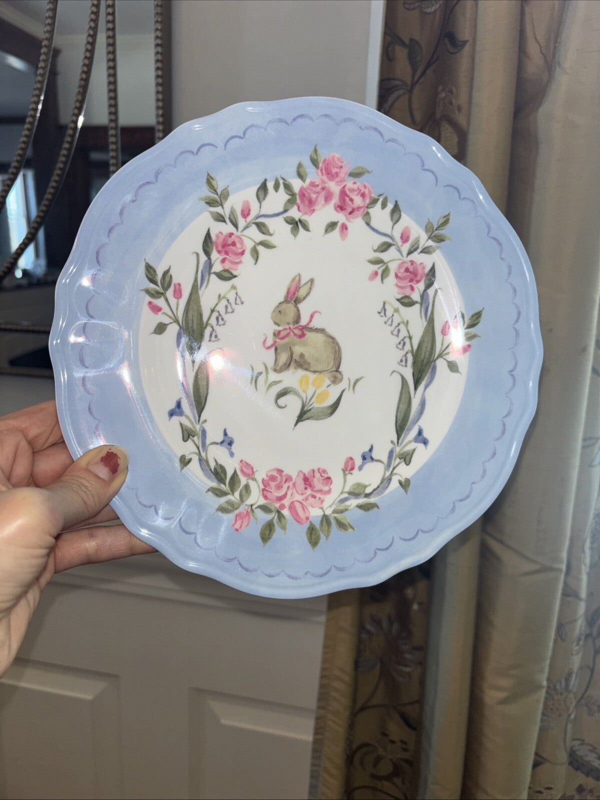 Pottery Barn Holiday Floral Plate Peter rabbit Easter Bunny Loveshack kid Party