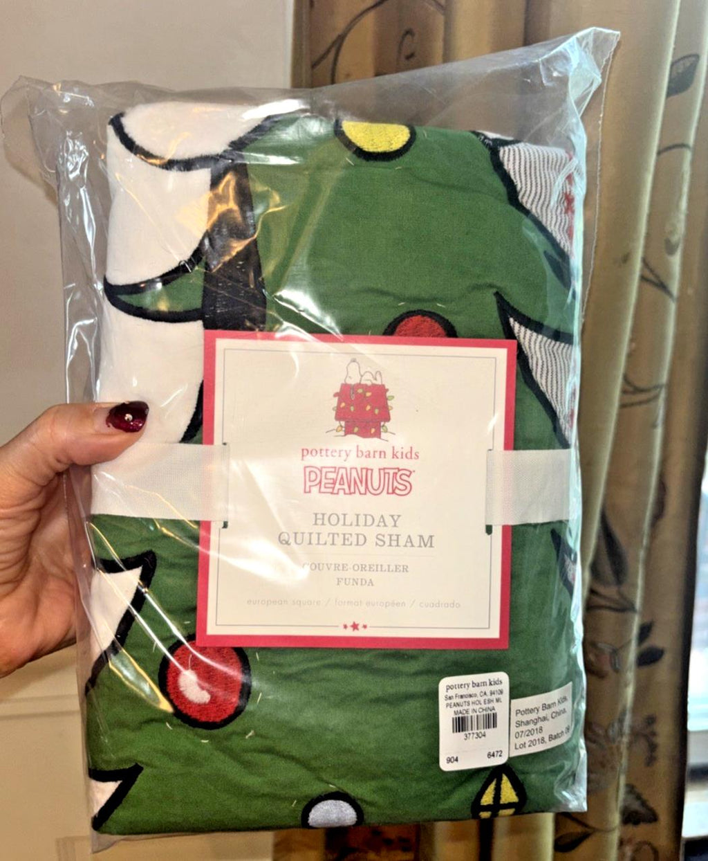 Pottery barn Peanuts Holiday Snoopy pillow SHAM Christmas gift Disney kid gift \