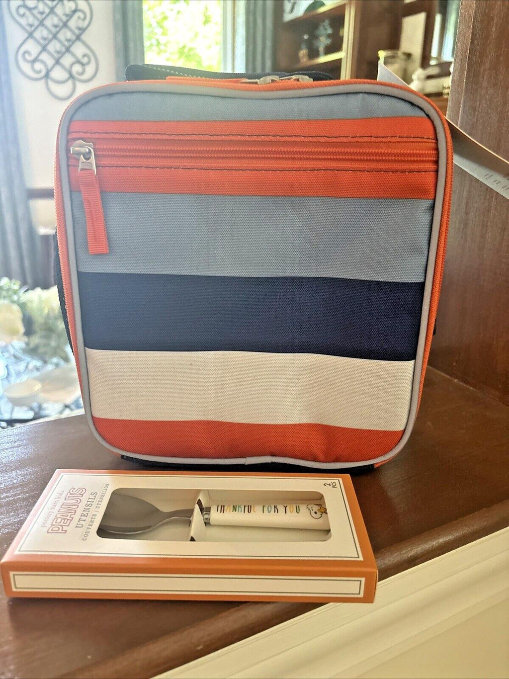 Snoopy Pottery Barn LUNCH BOX BAG School Utensil set Disney boy pre k -