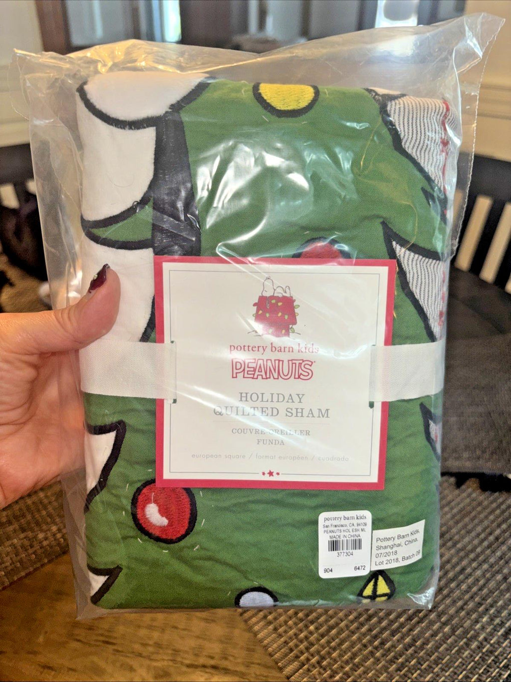 Pottery barn Peanuts Holiday Snoopy pillow SHAM Christmas gift Disney kid gift \