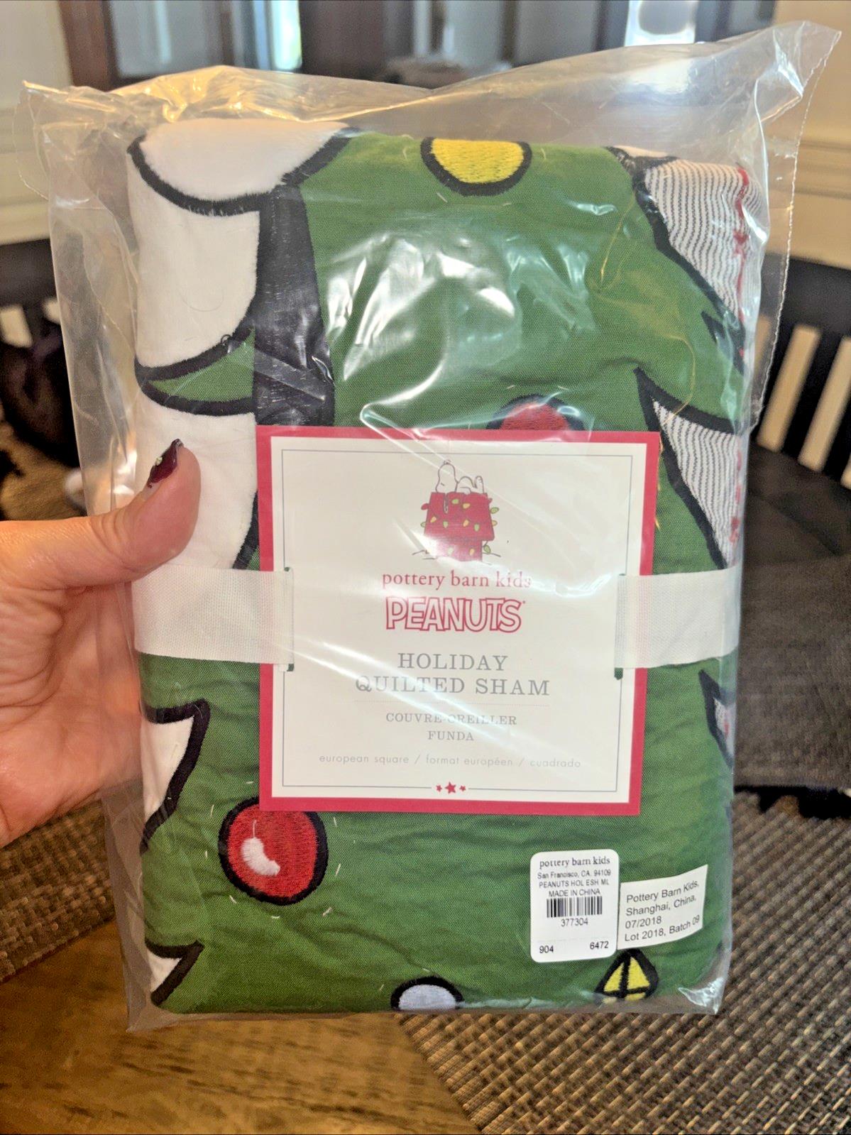 Pottery barn Peanuts Holiday Snoopy pillow SHAM Christmas gift Disney kid gift \