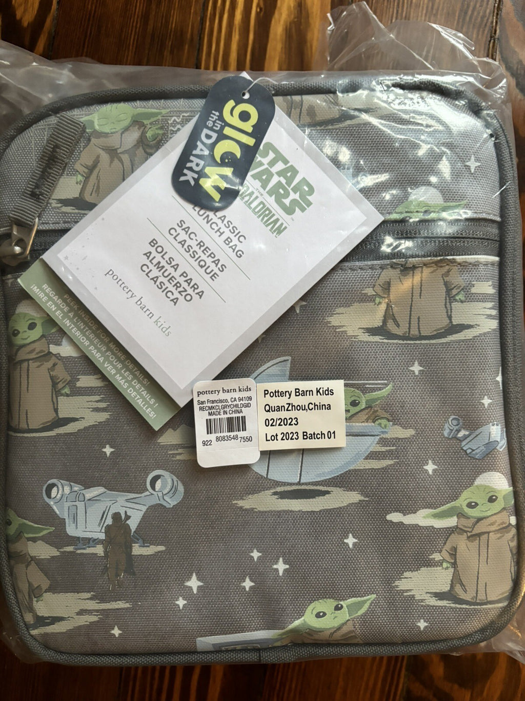 School Pottery barn Disney STAR WARS Lunch box Mandalorian Grogu Bag space [